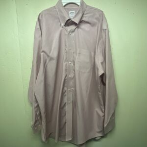 Brooks Brothers 346 Mens Dress Shirt 17.5-4/5 Red White Striped Button